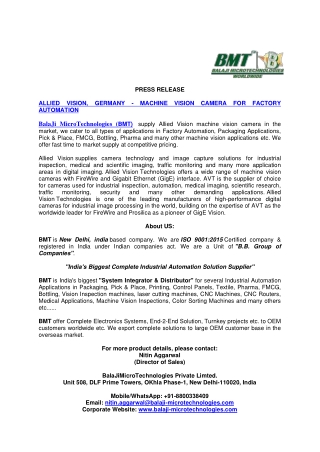 ALLIED VISION, GERMANY - MACHINE VISION CAMERA FOR FACTORY AUTOMATION-converted