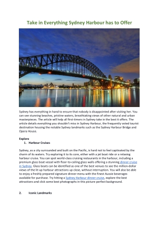 Take in Everything Sydney Harbour has to Offer
