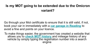 Is my MOT going to be extended due to the Omicron variant_