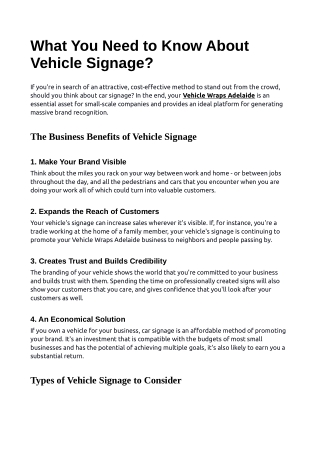 What You Need to Know About Vehicle Signage?