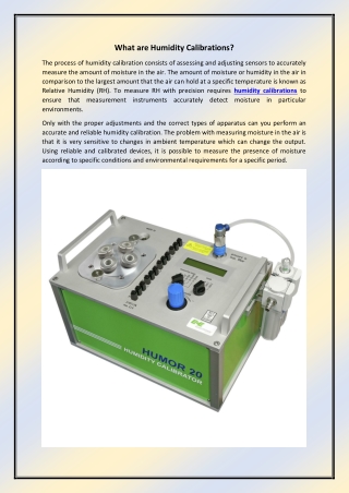 What are Humidity Calibrations