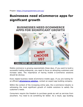 Businesses need eCommerce apps for significant growth