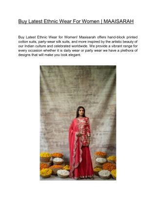 Buy Latest Ethnic Wear For Women | MAAISARAH