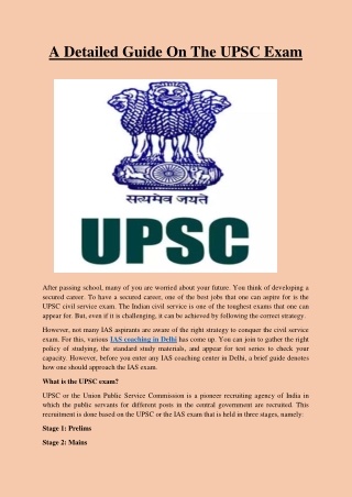 A Detailed Guide On The UPSC Exam