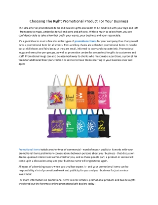 Choosing The Right Promotional Product For Your Business
