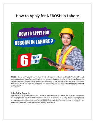 How to Apply for NEBOSH in Lahore – 6 Easy Steps