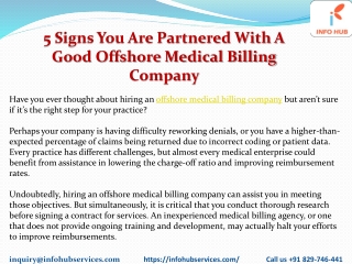 5 Signs you are partnered with a good offshore medical billing company