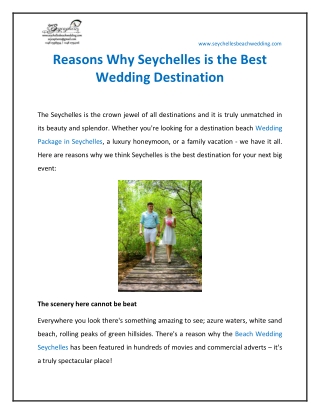 Reasons Why Seychelles is the Best Wedding Destination