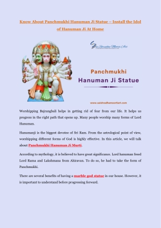 Know About Panchmukhi Hanuman Ji Statue