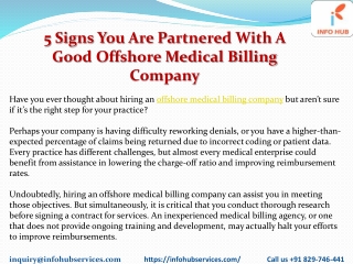5 Signs you are partnered with a good offshore medical billing companyPDF