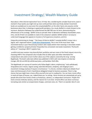 Investment Strategy Wealth Mastery Guide