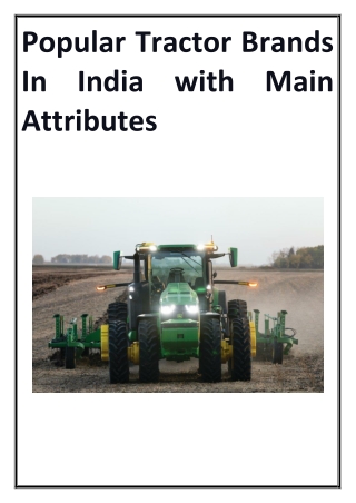 Popular Tractor Brands In India with Main Attributes