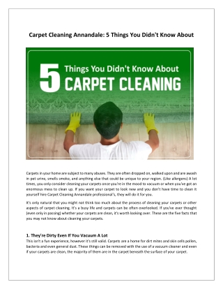 5 Things You Didn't Know About Carpet Cleaning - Annandale