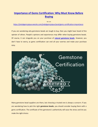 Importance of Gems Certification: Why Must Know Before Buying