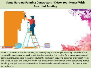 Santa Barbara Painting Contractors - Décor Your House With Beautiful Painting