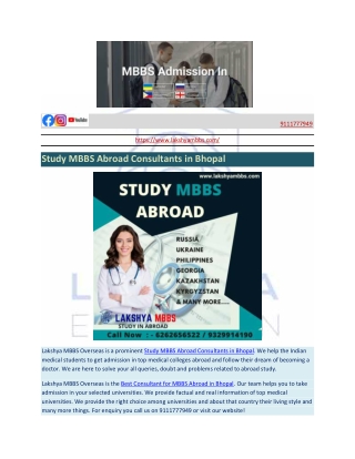 Best Consultant for MBBS Abroad in Bhopal