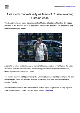 Asia stock markets rally as fears of Russia invading Ukraine ease