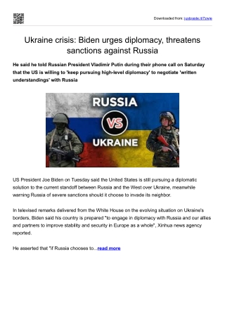Ukraine crisis- Biden urges diplomacy, threatens sanctions against Russia