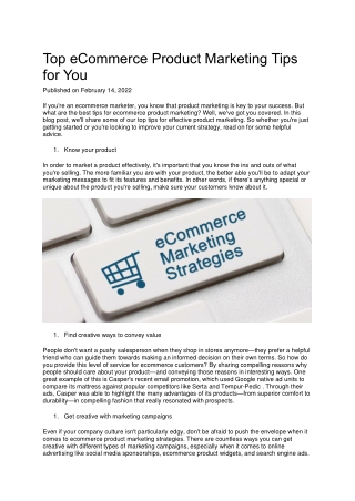 Top eCommerce Product Marketing Tips for You