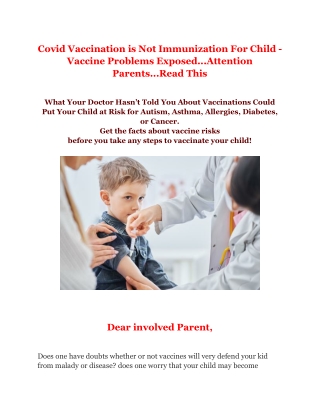 Covid Vaccination is Not Immunization For Child - Vaccine Problems Exposed