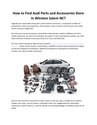 How to Find Audi Parts and Accessories Store in Winston Salem NC