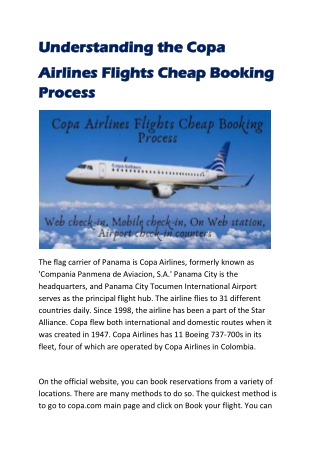 Understanding the Copa Airlines Flights Cheap Booking Process