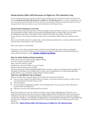 Alaska Airlines Offers 30 Discounts on Flights For This Valentines Day