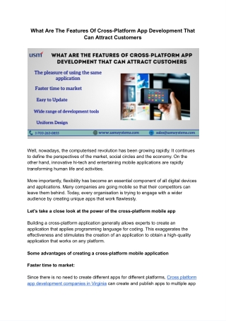 What Are The Features Of Cross-Platform App Development That Can Attract Customers