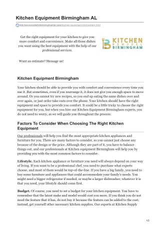 Kitchen Equipment Birmingham