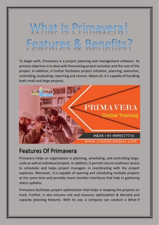 What Is Primavera| Features & Benefits?