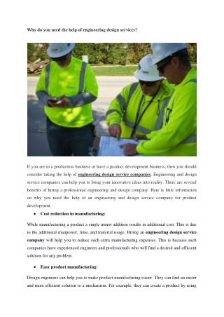 Why should you need the help of engineering services?