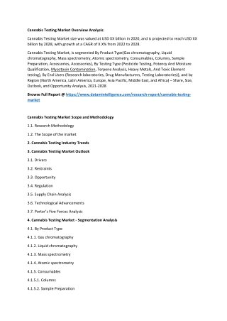 Cannabis Testing Market Overview Analysis Report