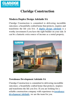 Modern Duplex Design Adelaide SA