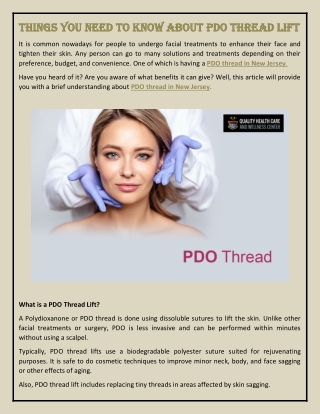 Things You Need To Know About PDO Thread Lift