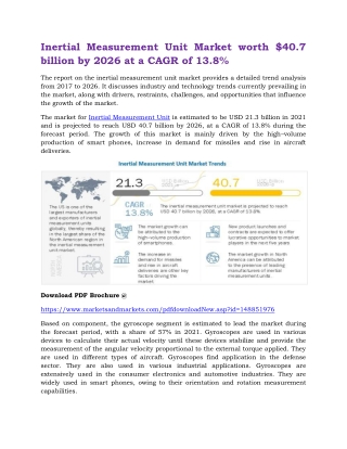 Inertial Measurement Unit Market worth $40.7 billion by 2026 at a CAGR of 13.8%