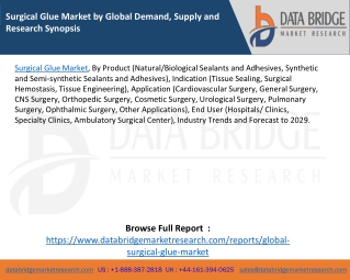 Surgical Glue Market by Global Demand, Supply and Research Synopsis