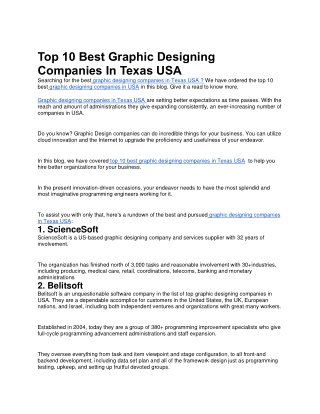 Top 10 Best Graphic Designing Companies In Texas USA