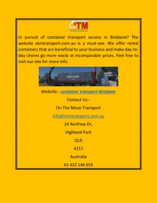 Container Transport Brisbane  Otmtransport.com.au