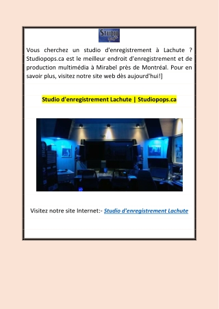 Studio d'enregistrement Lachute  Studiopops.ca