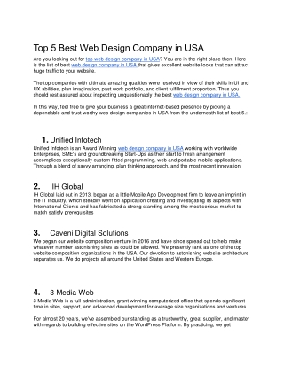 Top 5 Best Web Design Company in USA