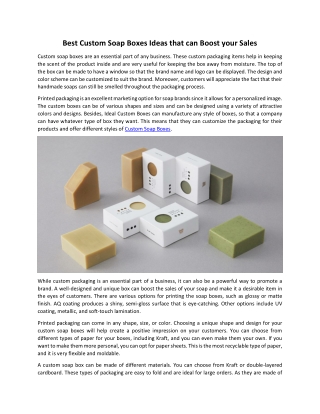 Best Custom Soap Boxes Ideas that can Boost your Sales