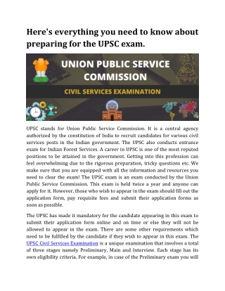 Here's everything you need to know about preparing for the UPSC exam.