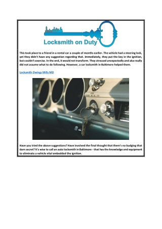 Locksmith Owings Mills Md  Locksmithonduty.com