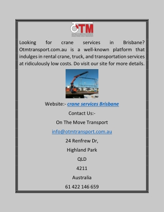Crane Services Brisbane  Otmtransport.com.au