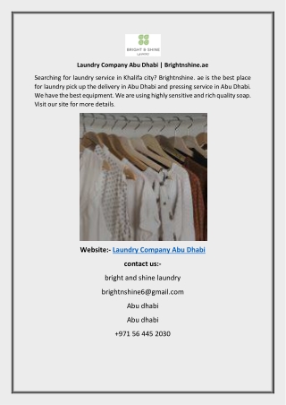 Laundry Company Abu Dhabi  Brightnshine.ae