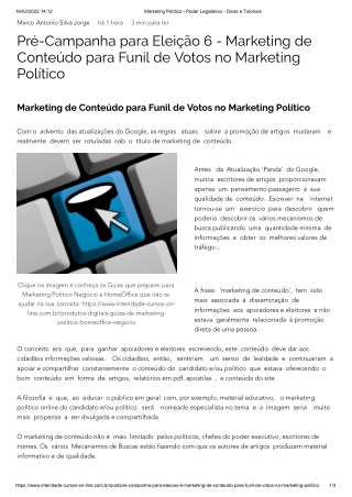 Pré-Campanha para Eleição 6 - Marketing de Conteúdo para Funil de Votos no Marketing Político Marketing Político - Poder
