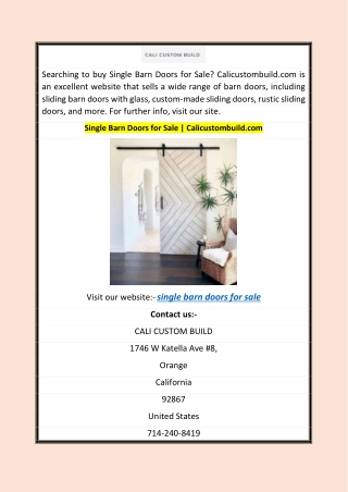 Single Barn Doors for Sale  Calicustombuild.com