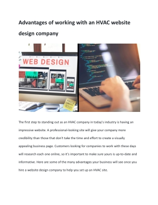 Advantages Of Working With An HVAC Website Design Company