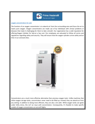 Oxygen Concentrators for Sale  Primehealers.com