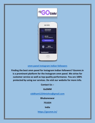 SMM Panel Instagram Indian Followers | Gosmm.in